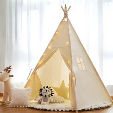 Natural Cotton Canvas and Pine Teepee
